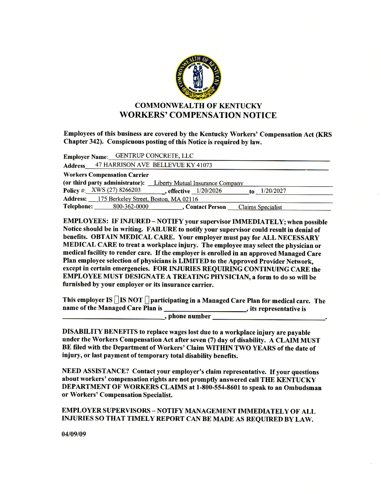 Workers' Compensation Insurance